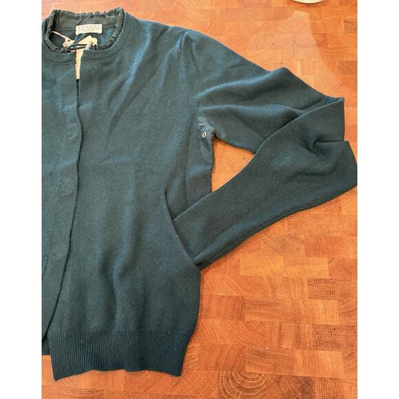 Brunello Cucinelli Women Cashmere Cardigan Sweater Deep Green Snap Front Size M - Picture 12 of 13